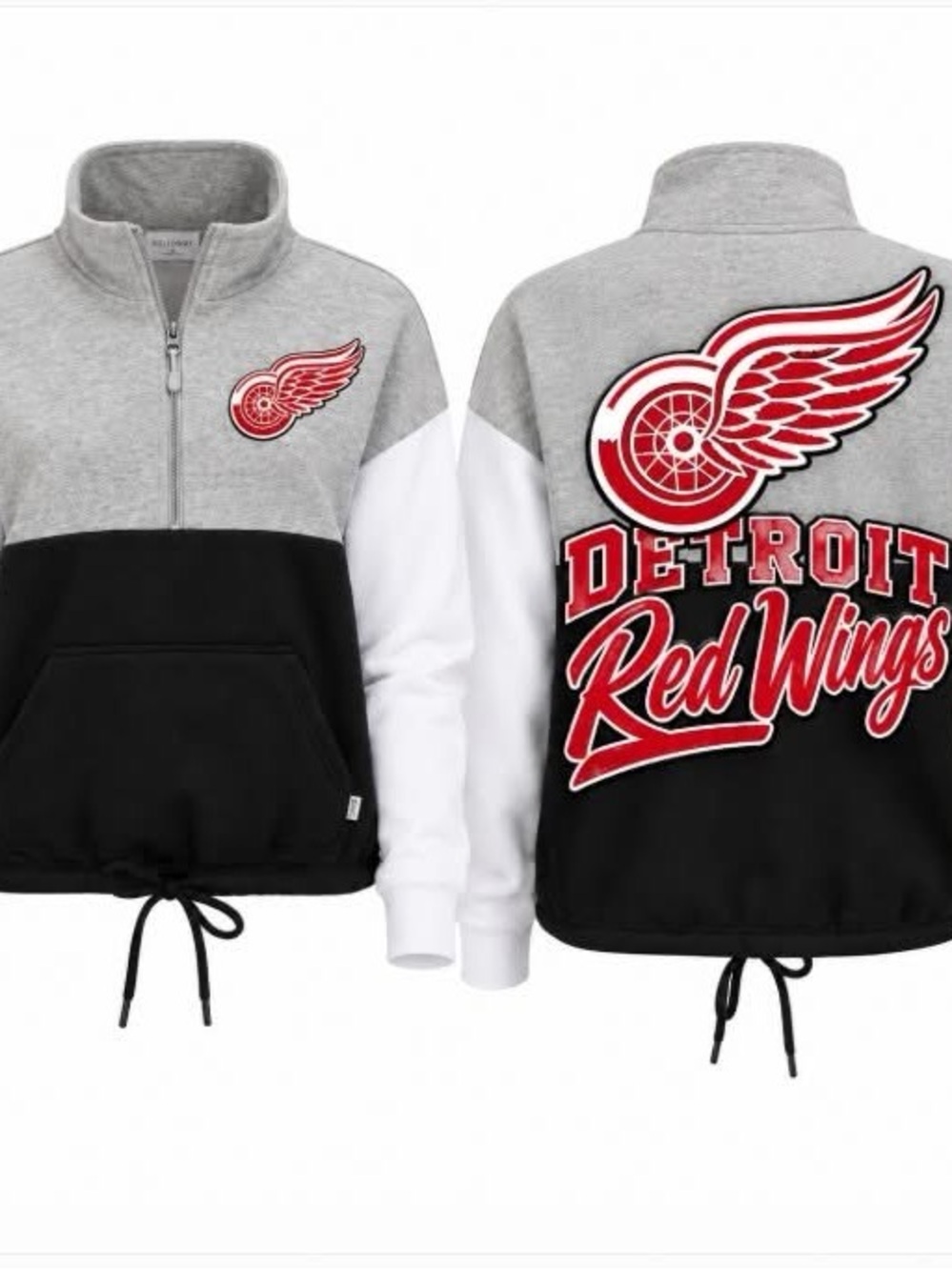 Detroit Red Wings Colorblocked Half-Zip Pullover - Gray/Black/White